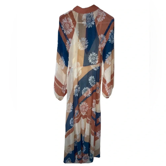 Free People Daria Shirtdress Floral Maxi Size Small Button Up Boho Flowy Retro - Picture 2 of 12